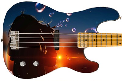 Guitar Skin 5 Star Axe Wrap Electric Bass Reface DIY Bubble Heart Sun Art 1692