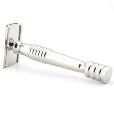 Hochwertiger klassischer Edelstahl Double Edge Rasierhobel mit langem Griff