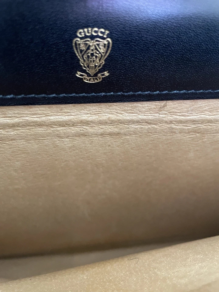 Cartera clutch vintage años 70’s/80’s Gucci negra monograma bloqueo cartera Foto 3 de 4