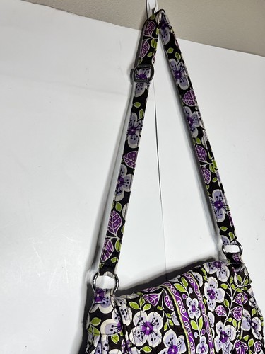 Vera Bradley Quilted Fold Over Magnetic Shoulder Bag Adjustable Strap Purple - Picture 4 of 12