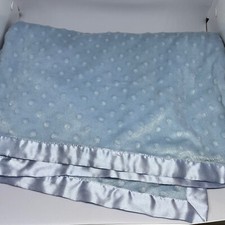 Nursery Rhyme Blue Security Blanket Silky Satin Edge Minky Dot Plush Soft