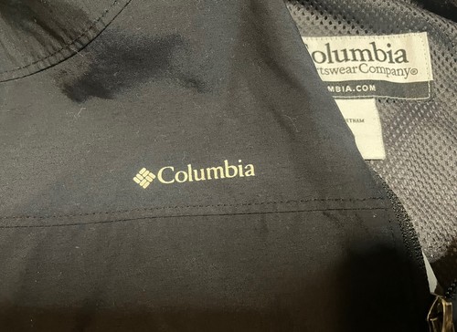 COLUMBIA Vintage Youth 18/20 Hooded Zip Up Jacket Waterproof Mesh Lined Black - Picture 4 of 11