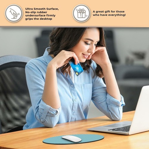 Round Mouse Mat - Blue White Dotty Pattern Polka Dots #44402 - 第 3/8 張圖片