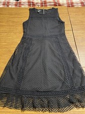 ALFANI MISSES BLACK SLEEVELESS DRESS SIZE 8 CROCHET LAYERED ADORABLE