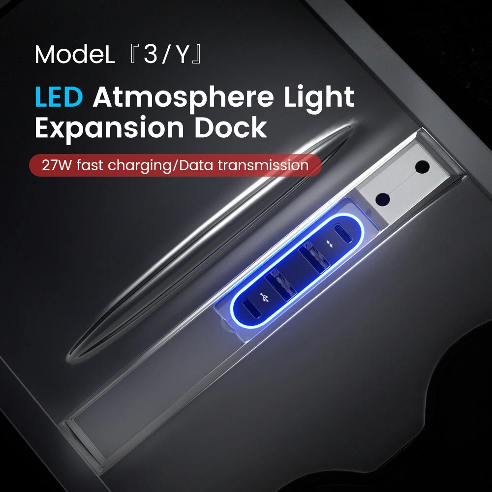 Tesla Model 3 Y USB Hub Fast Charge Cable Adapter Docking Station Center Console