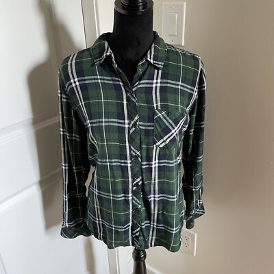 South Moon Under Green Blue White Plaid Rayon Long Sleeve Flannel Shirt EUC Sz S | eBay South Moon Under Green Blue White Plaid Rayon Long Sleeve Flannel Shirt EUC Sz S | eBay