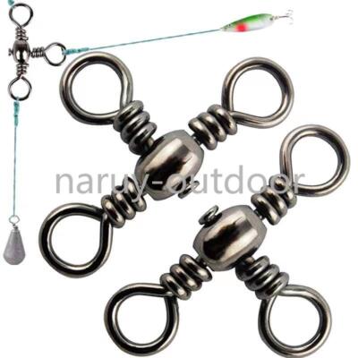 100PCS 3 Way Swivels Fishing Barrel Cross-Line T-Turn Connector Fishing Tackle