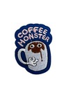 Iron On Embroidery Patch -Funny PUN- Coffee Monster 7cm X 5cm