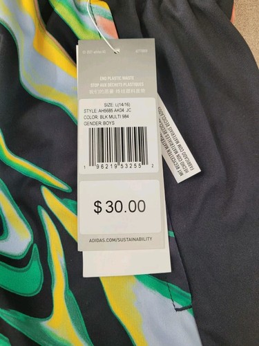 ADIDAS AOP Hyper Real Athletic Shorts Boys Sz L ~ Multicolor ~ Aeroready/ 14-16 - Picture 9 of 18