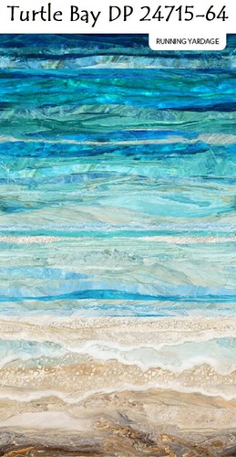 Turtle Bay Ocean Beach Cotton Quilt Fabric Northcott 24717-64 Blue 1-1/3 yd - Picture 12 of 19