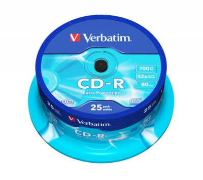 100 Original Verbatim Extra Protection CD-R 52x 700MB 80m Leer CD Discs 43432