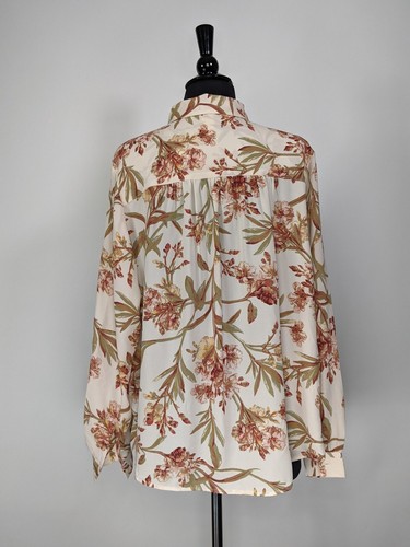 H&M Long Sleeve Floral Button Up Sheer Top Size 12 - 第 8/8 張圖片