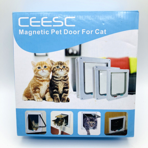 CEESC Magnetic Pet Door, 4 Way Lock for Cats and small Dogs - White Medium,  New - Imagen 1 de 6