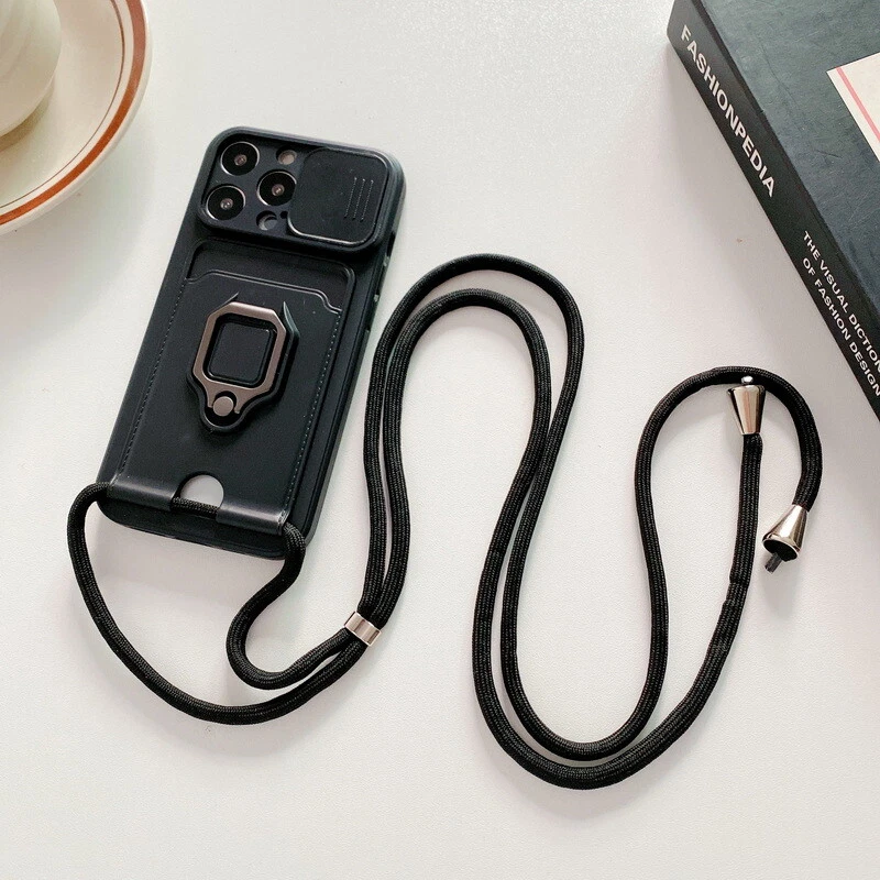 Durable TPU Ring Holder Phone Case for iPhone 14 13 12 11 Pro Max XS with Neck Lanyard