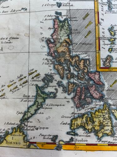 PHILIPPINES TAIWAN SIAM 1780 RIGOBERT BONNE ANTIQUE ENGRAVED MAP 18TH CENTURY - Picture 2 of 8