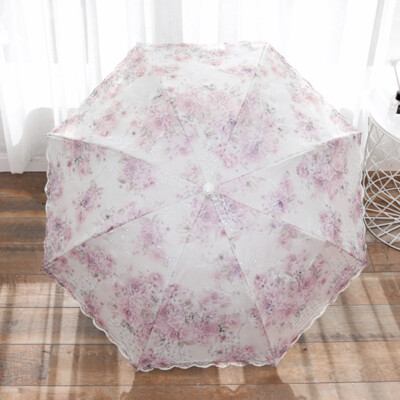 Flower Lace Umbrella Anti-UV Waterproof 3Folding Embroidery