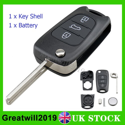 3 Button Car Key Fob Case + Battery For Kia Rio Picanto Sportage