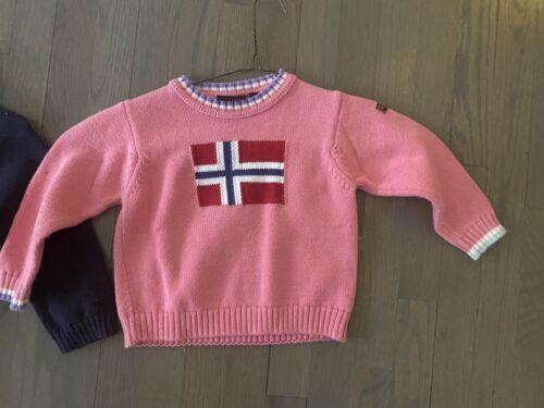 Original Napapijiri Geographic Couture Girl/boy Pink Pullover Sweater Sz 2-5 Yrs - Picture 2 of 6