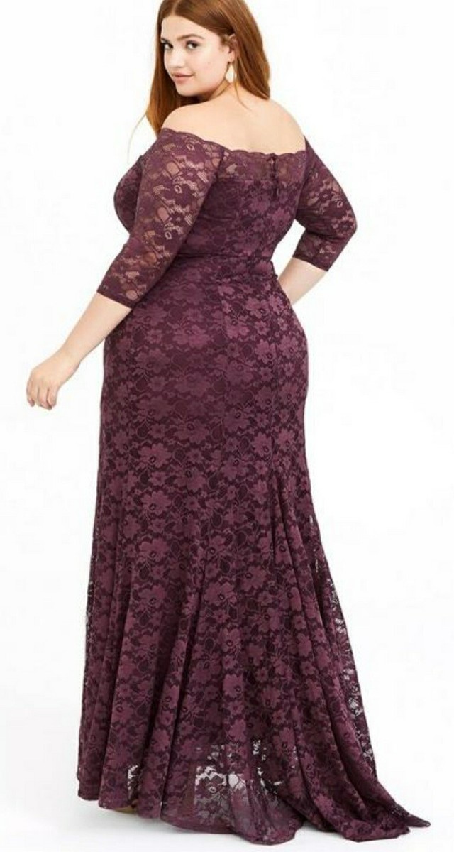 TORRID Maxi Dress, Size 1X, 16, Purple Lace, Off Shoulder, WAS $150 *NEW!*