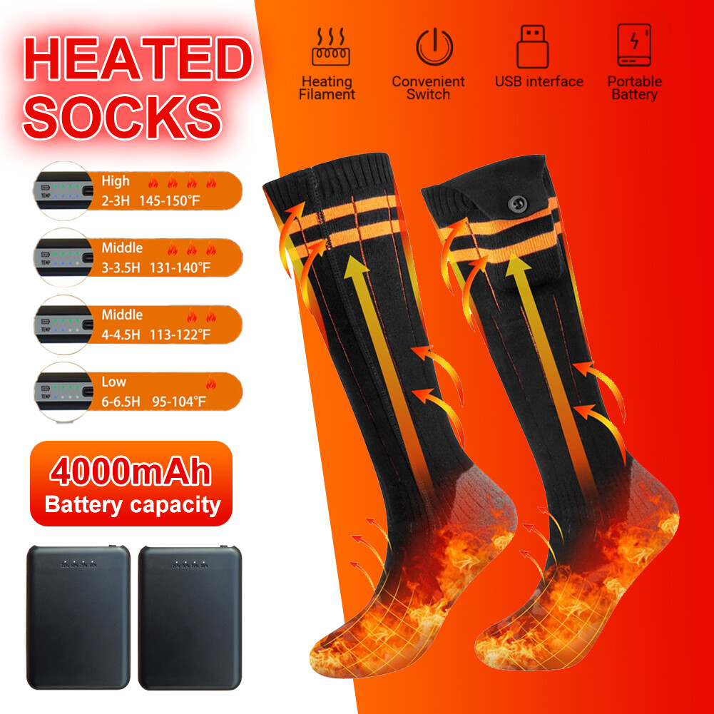 Electric Heated Socks Rechargeable batteries 4 Temperature Settings Comfortable-image