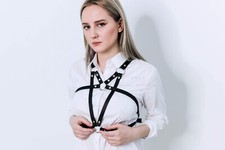 Handmade Leather Harness - Body Harness for Women - Black Harness - Fetish Top