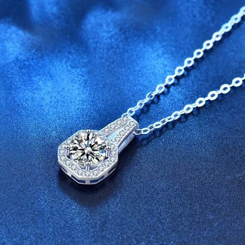 Moissanite S925 Sterling Silver Necklace For Women All-match Niche High Sense - Picture 3 of 7