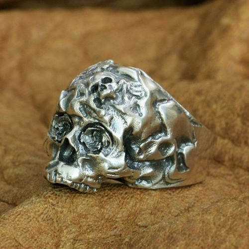 Rose Skull 925 Sterling Silver Ring Biker Punk Jewelry TA280A US Size 7~15 BZ - Picture 2 of 29