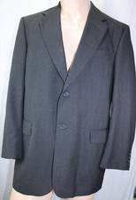 Stafford Mens 40R Pure Wool Blazer Charcoal 2 Button Ventless Sport Coat