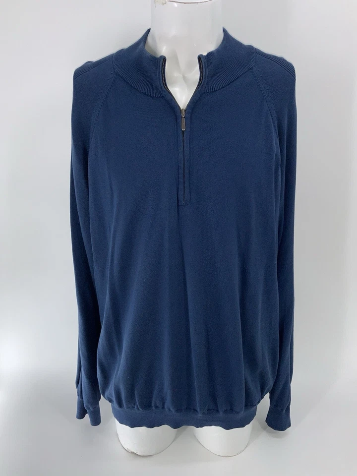 Suéter Térmico Ashworth Golf 1/4 Cremallera XXL Hombres Azul Pima Algodón Forrado YGI X4-63 Foto 2 de 4