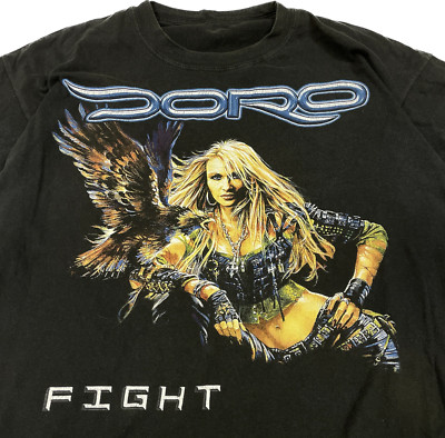 Vtg Doro Music Star Fight Album Cotton Black T Shirt Full Size Unisex CM166