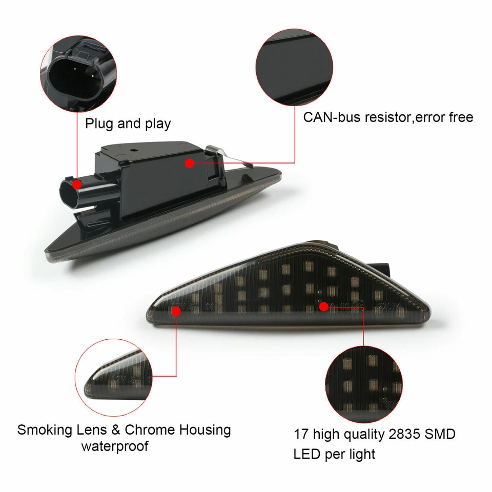 For BMW X5 X6 F25 E70 E71 X3 E72 Dynamic LED Side Marker Blinker Signal Light 2x Foto 2 de 4