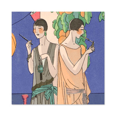 Geschmack Schönheit Frauen Blätter Rauchen 1926 Gemälde großer Kunstdruck quadratisch 24 x 24 Zoll