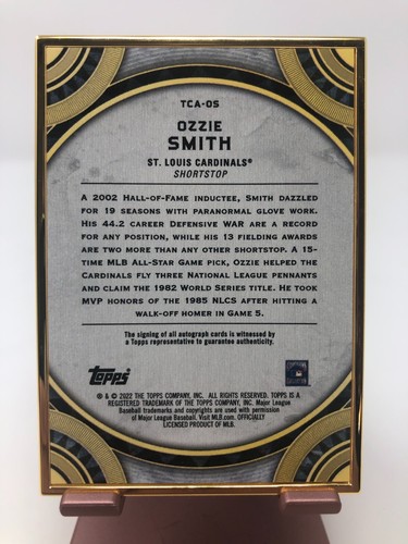 2022 TOPPS TRANSCENDENT AUTO OZZIE SMITH ST LOUIS CARDINALS TCA-OS 13/20 - Picture 5 of 5