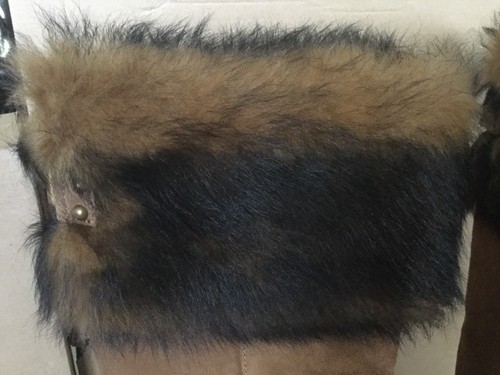 UGG Women VALBERG Chestnut Suede Wedge Boots NWB Size 8 Plush Sheepskin Collar - Picture 6 of 10