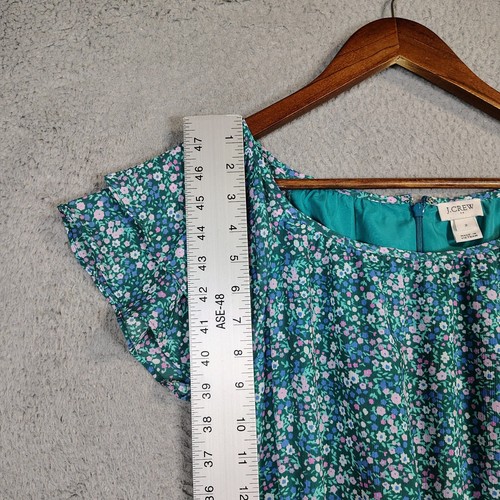 J.Crew Kleid Damen 2 Aqua Grün Blumen Flatterärmel Stufen Preppy Prairie - Bild 6 von 14