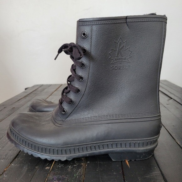 Sorel Kaufman Canada Men's 11 Black Rubber Boots Rain… Gem