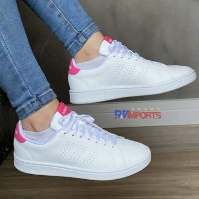 Adidas Advantage Women's Size Athletic Tennis Shoe White Pink - Main Image
