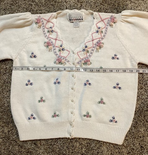 Sweater Women Carolina Colours Ramie Cotton Size L Cardigan Vintage Floral