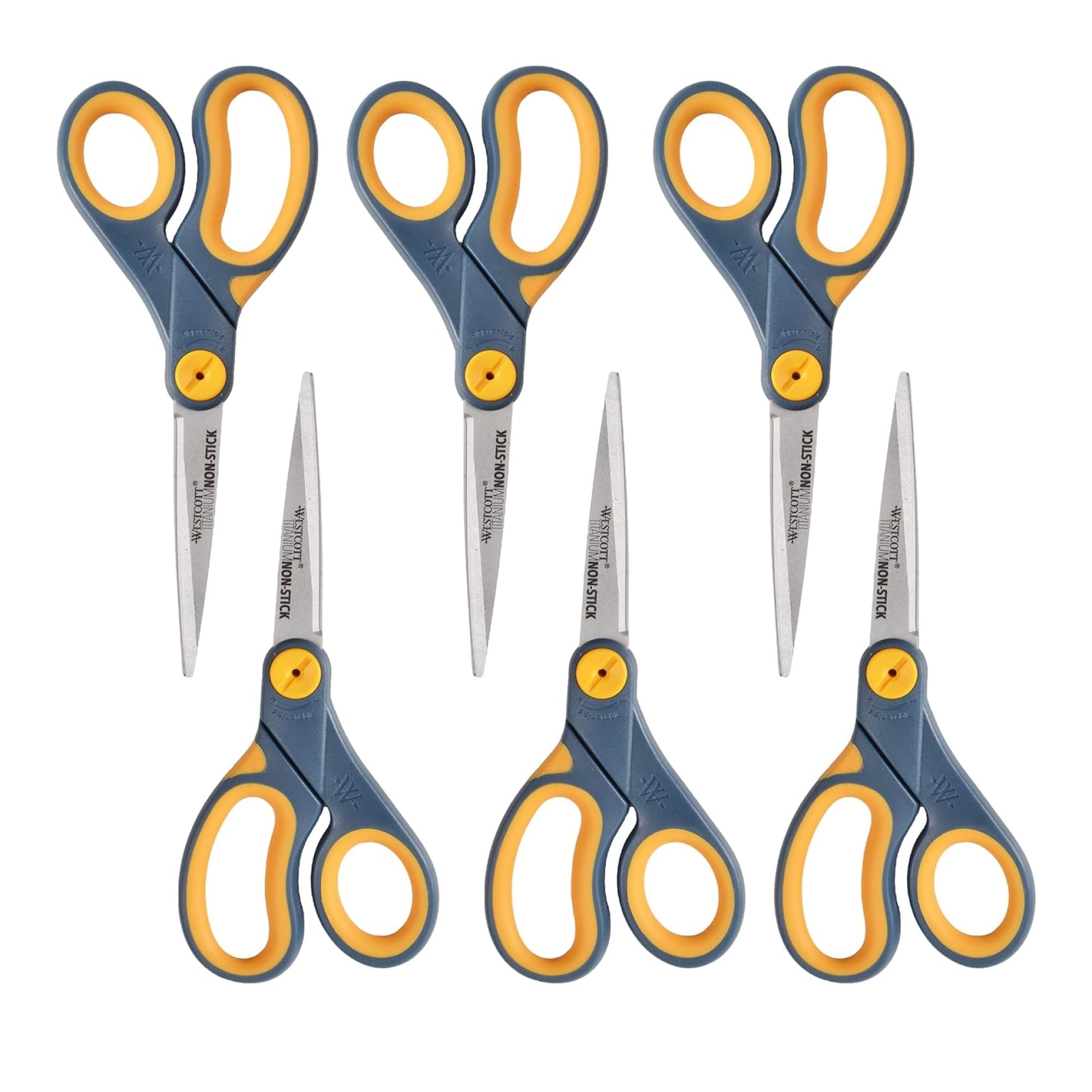 ‎17597 8-Inch Non-Stick Titanium Scissors For Office and Home, Blue/Gray, 6 Pack