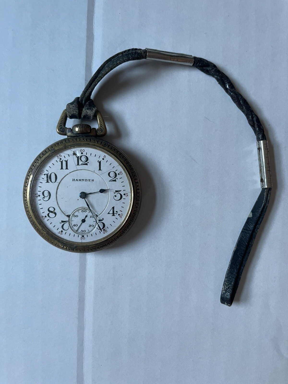 Vintage HAMPTON Men’s Railroad Pocket Watch With Leather Strap FREE