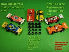 AFX G+ G-PLUS AURORA LOW profile FRONTS & REARS Upgrade Set 16 HO Slot Car tires
