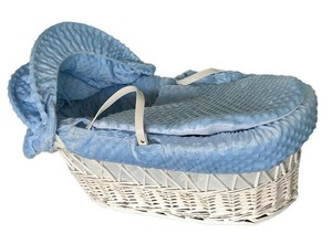 blue moses basket bedding