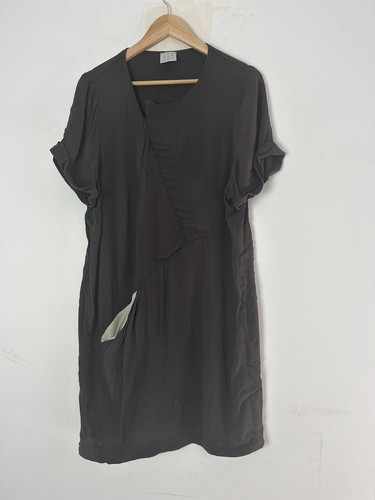 The Ark Dress Size XL short sleeve Tunic Style Damaged Pocket Chocolate Brown - Picture 9 of 10