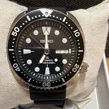 Seiko Prospex Automatic Diver 200m Black Dial Black Rubber Strap Box Papers