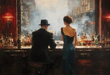 Bar Figures Men and Women Oil Painting Canvas Art Prints Wall Art Home Decor