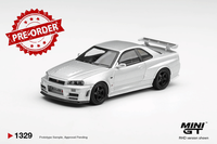 (Pre-Order) Mini Gt 1/64 #1329 Nissan Nismo R34GT-R Z-Tune Z-Tune Silver Rhd