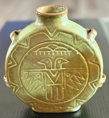 Vintage FRANKOMA AZTEC VASE MAYAN THUNDERBIRD MID CENTURY