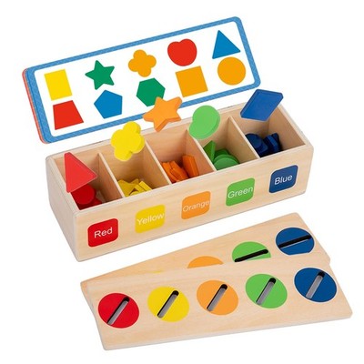 Wooden Shape Sorter - Color Matching Learning Toys for 2-3 Year Olds (10 Shapes)