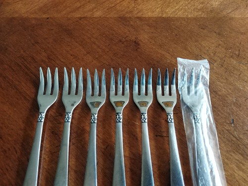 Set 7x Cocktail Gabeln Olaf Besteck National Edelstahl Silberbesteck Japan MCM 5,6" - Bild 3 von 7
