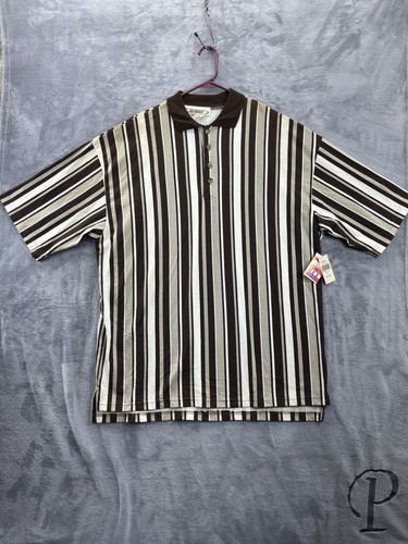 VTG NWT Joe Wear Short Sleeve Striped Polo Pullover Shirt USA Made Large 80s 90s - Picture 1 of 17